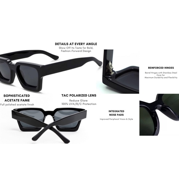 Retro Thick Square Frame Best Sunglasses for Men Women Rectangle Y2K Sunglasses - Picture 5 of 5